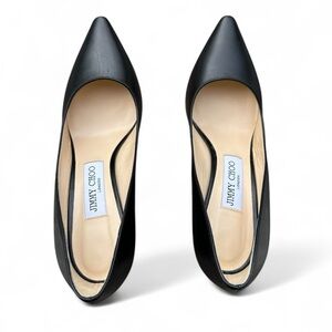 Jimmy Choo Black Leather Pointed-Toe Heels